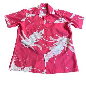 Vintage Hilo Hattie 70s 80s Hawaiian button down front pocket shirt Medium
